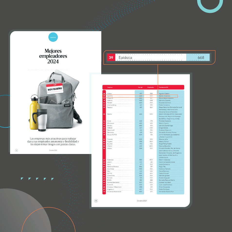 Epidata once again ranked among the best companies to work for in Revista Apertura’s “Best Employers 2024”